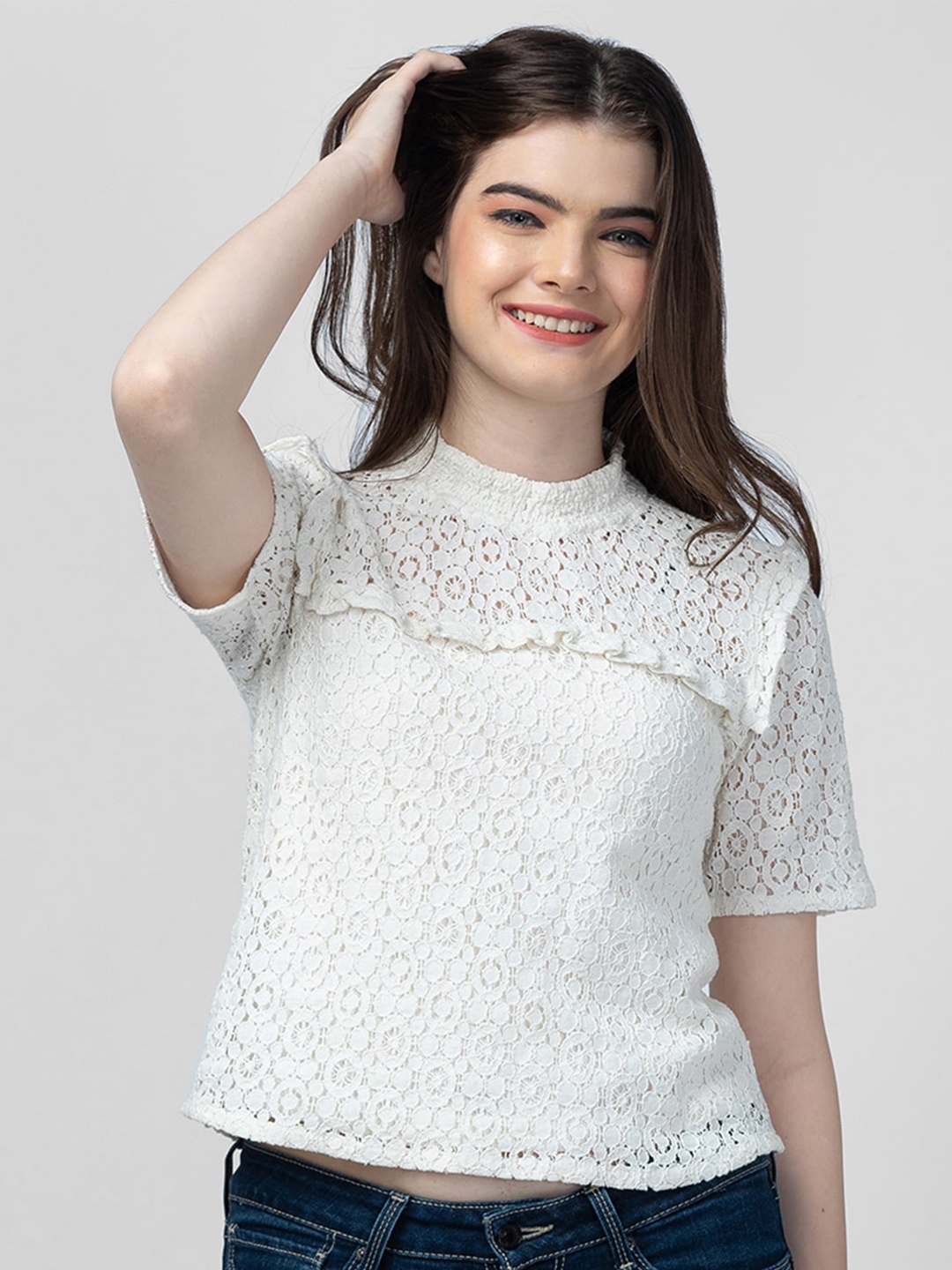 

Globus White Floral Top