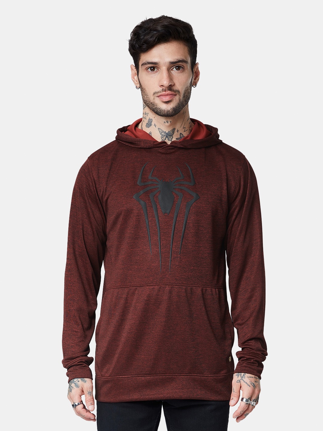 

The Souled Store Men Printed Hooded Sweatshirt, Maroon