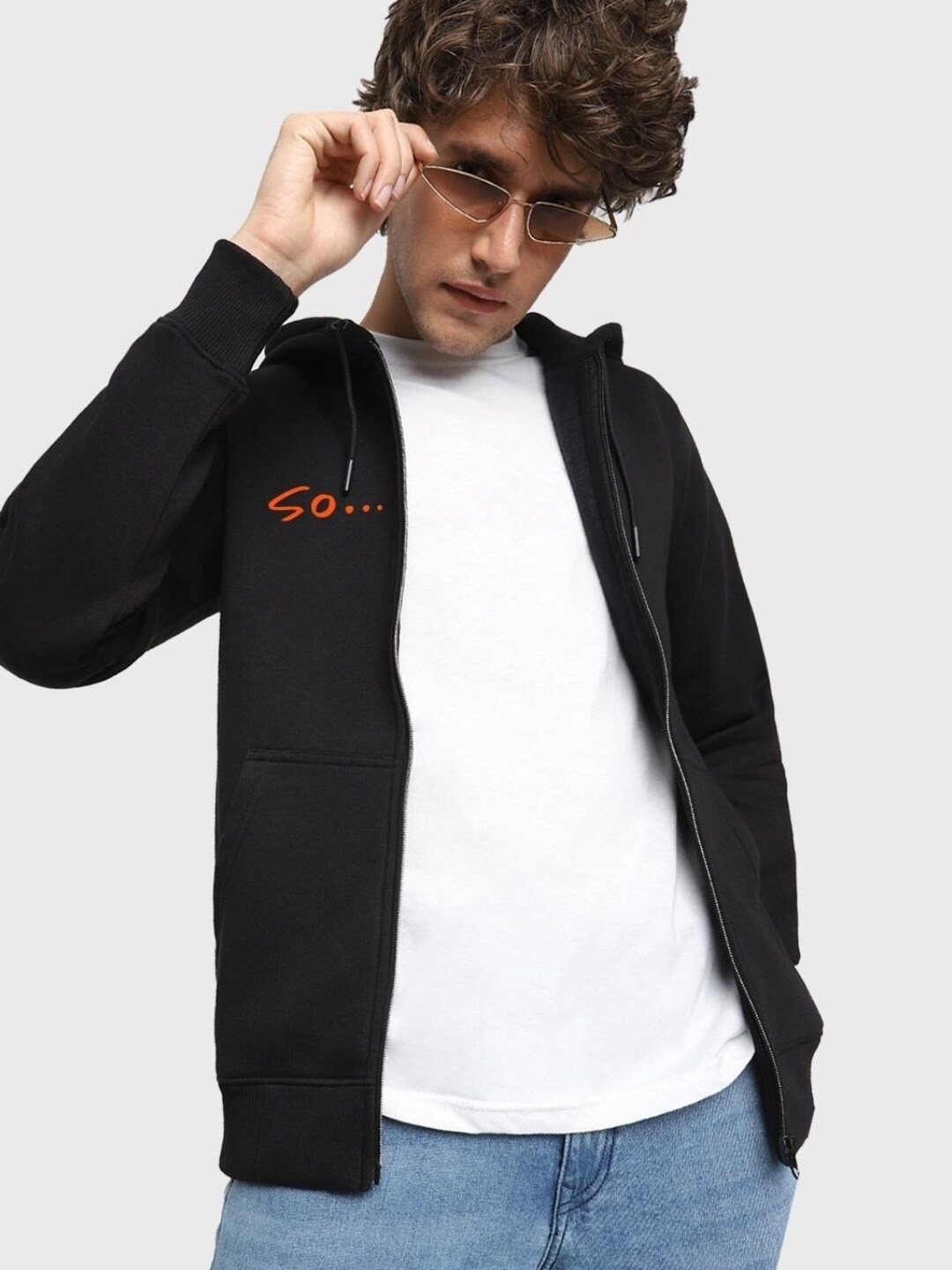 

Bewakoof Men Typography Printed Hooded Sweatshirt, Black