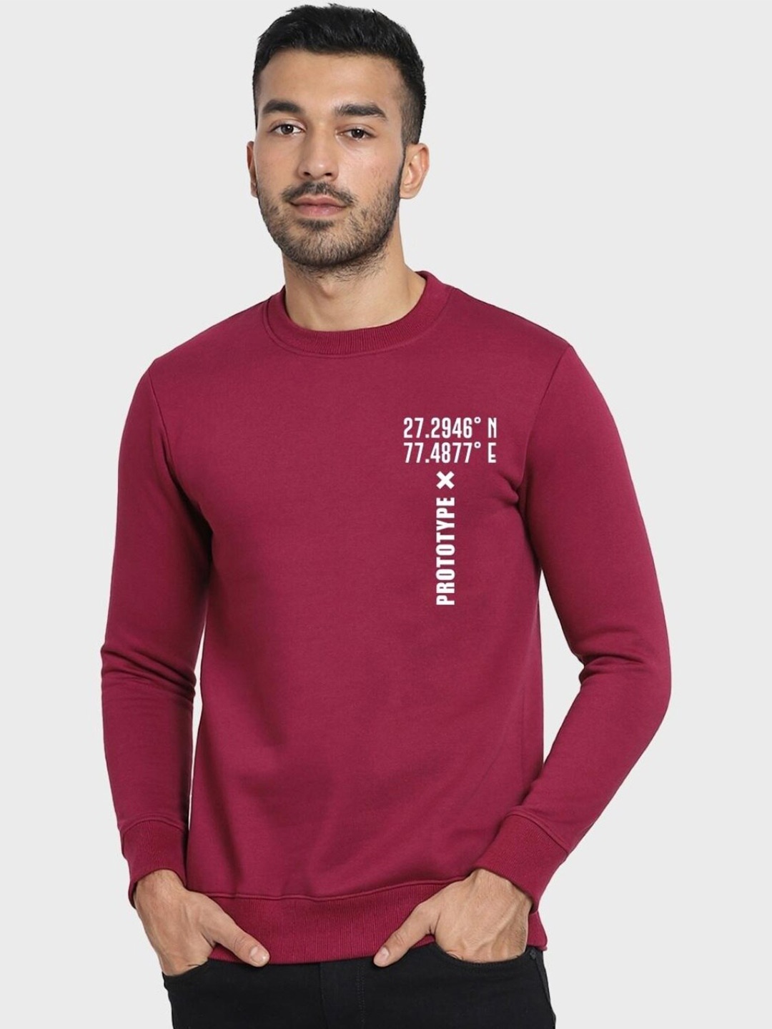 

Bewakoof Men Graphic Printed Round Neck Sweatshirt, Red