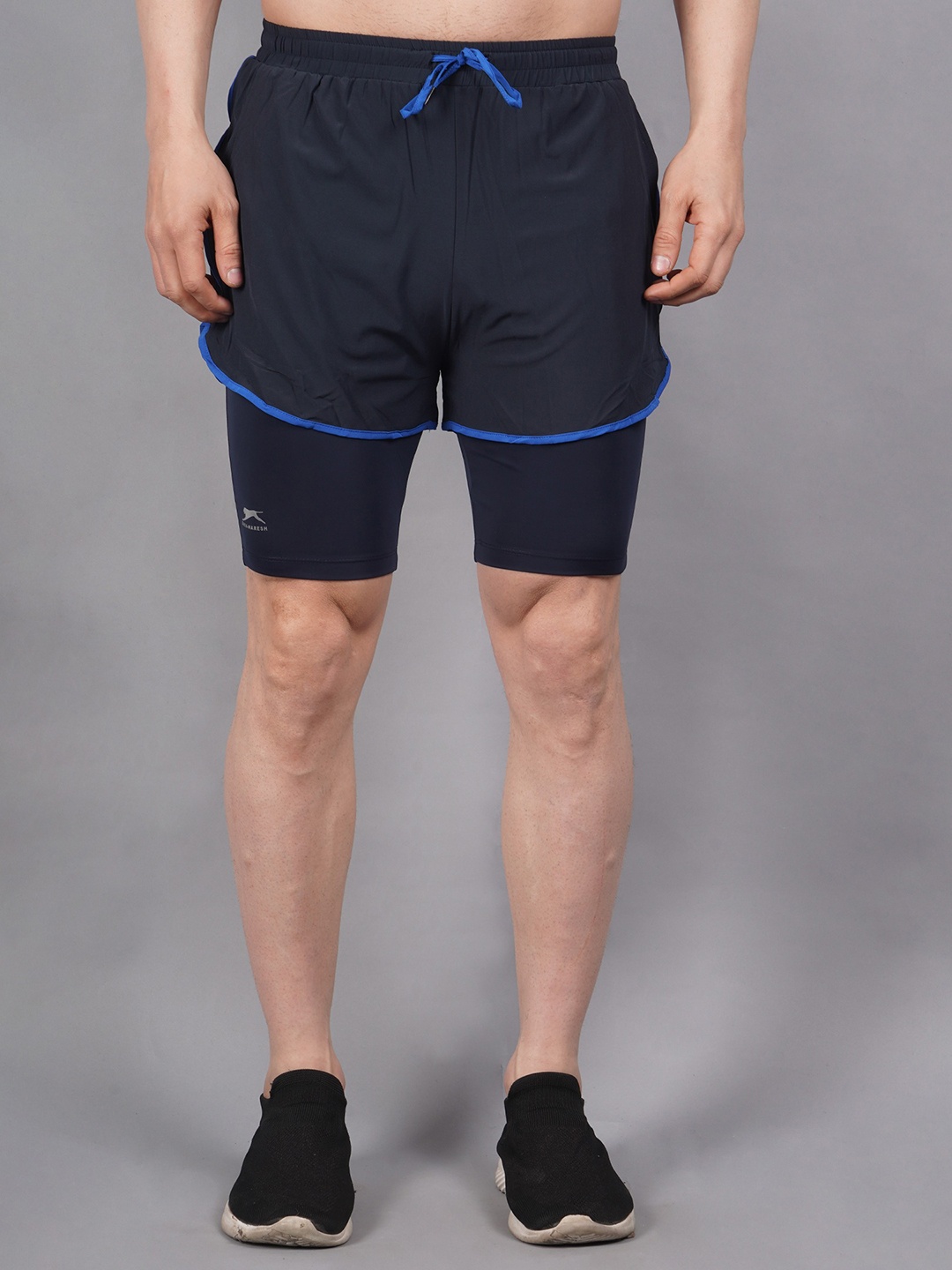 

Shiv Naresh Men Slim Fit Training or Gym Sports Shorts, Navy blue
