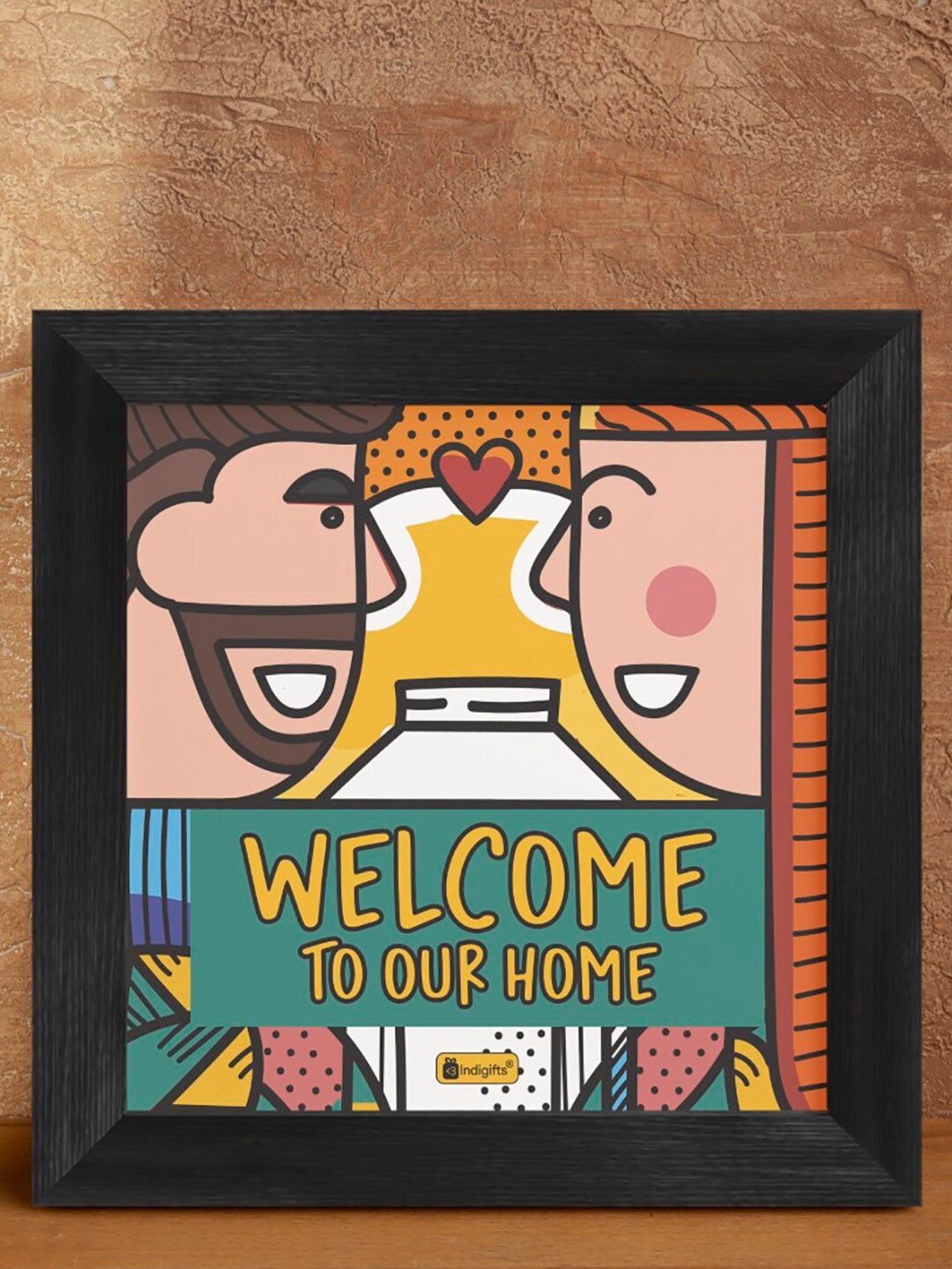 

Indigifts Couple Gifts Beige & Yellow Welcome to Our Home Quote Printed Wall Art