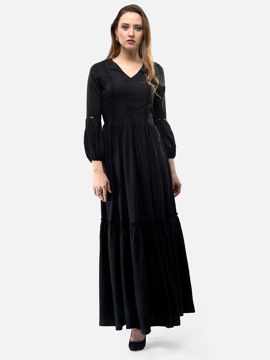 

V&M Tiered Maxi Dress, Black