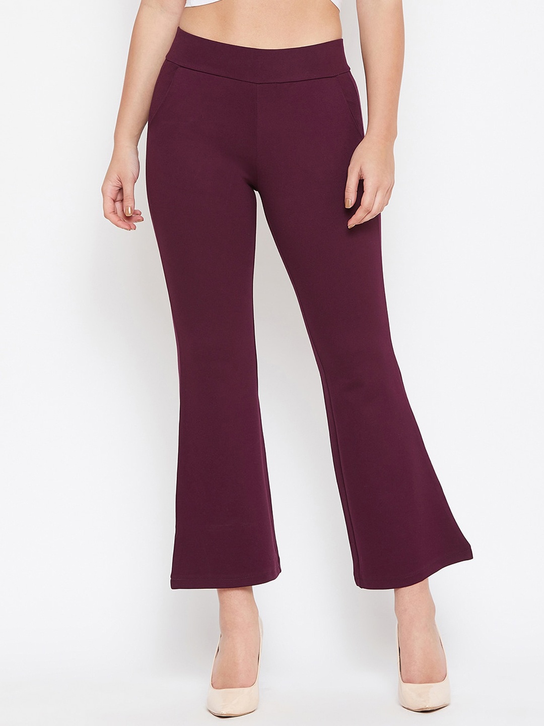 

TULIP 21 Women Flared Wrinkle Free Bootcut Trousers, Maroon