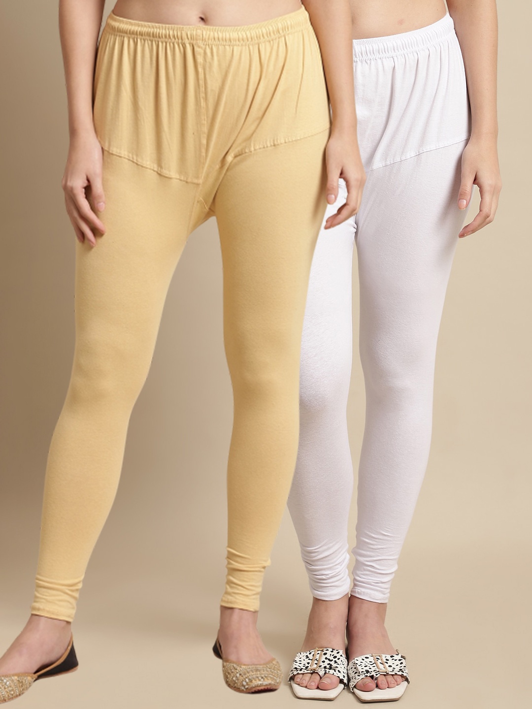 

KEX Pack Of 2 Churidar-Length Leggings, White