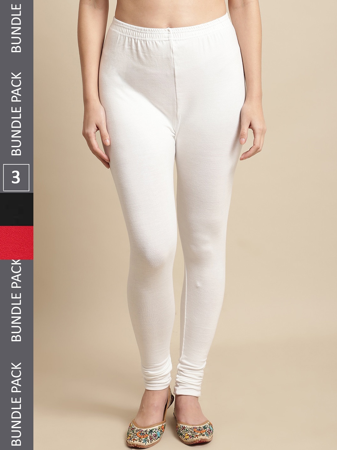 

KEX Pack Of 3 Churidar-Length Leggings, White