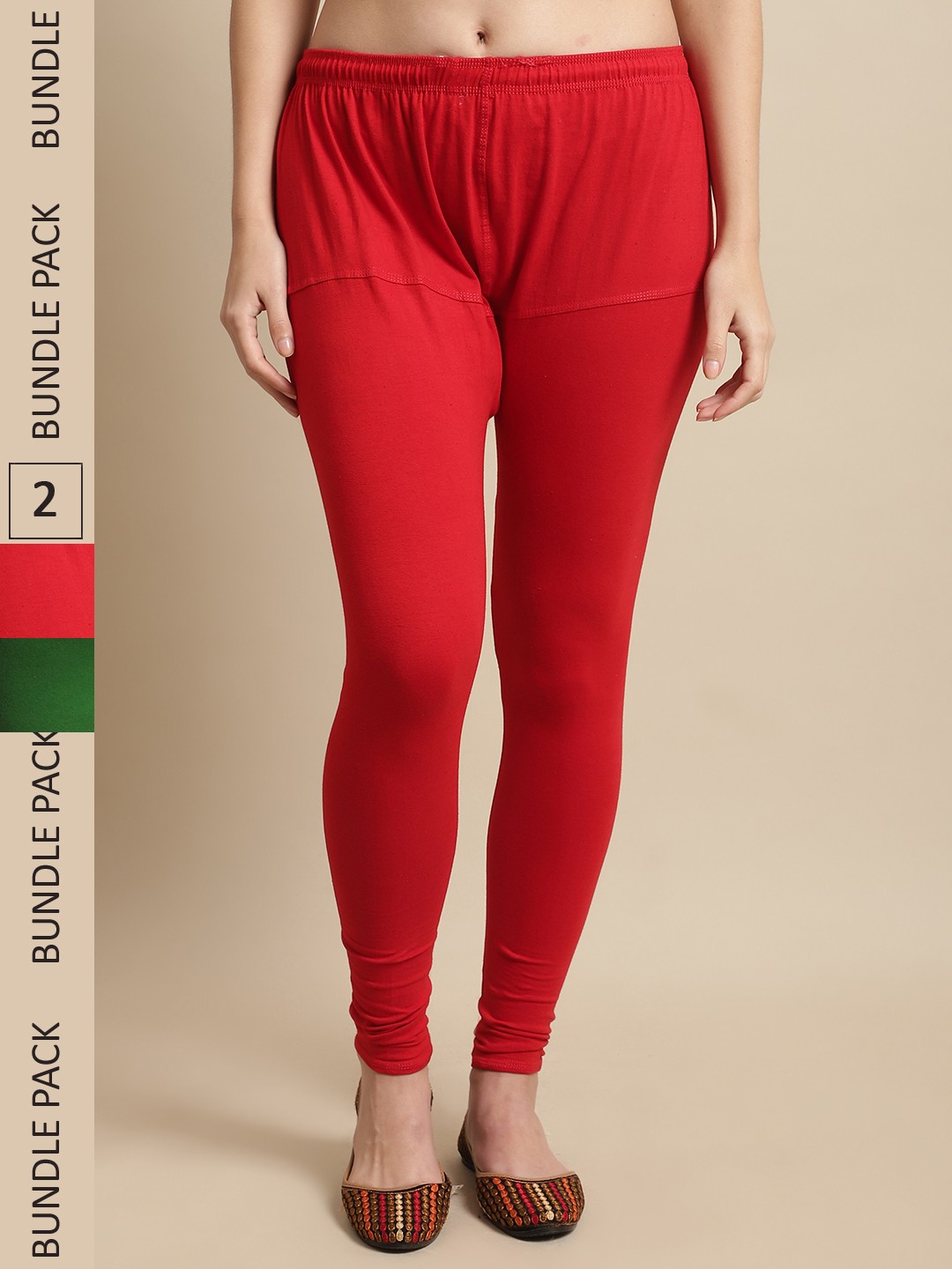 

KEX Pack Of 2 Churidar-Length Leggings, Red