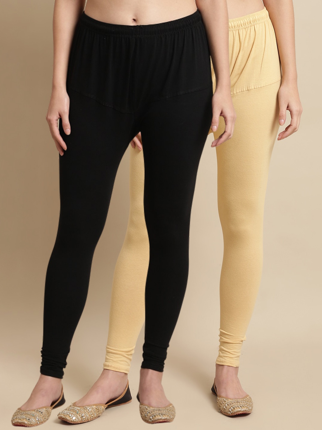 

KEX Pack Of 2 Churidar Length Leggings, Black