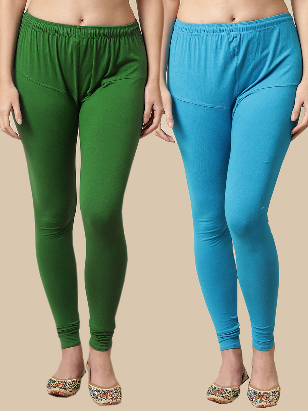 

KEX Pack Of 2 Ankle-Length Leggings, Green