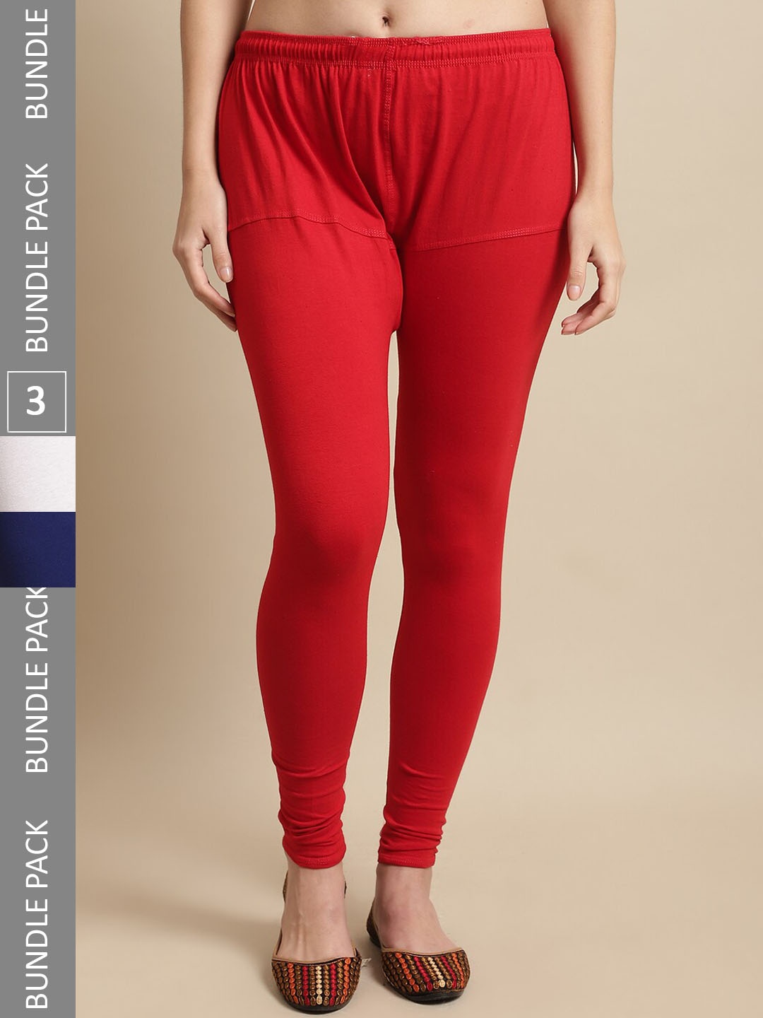

KEX Pack Of 3 Churidar Length Leggings, Red
