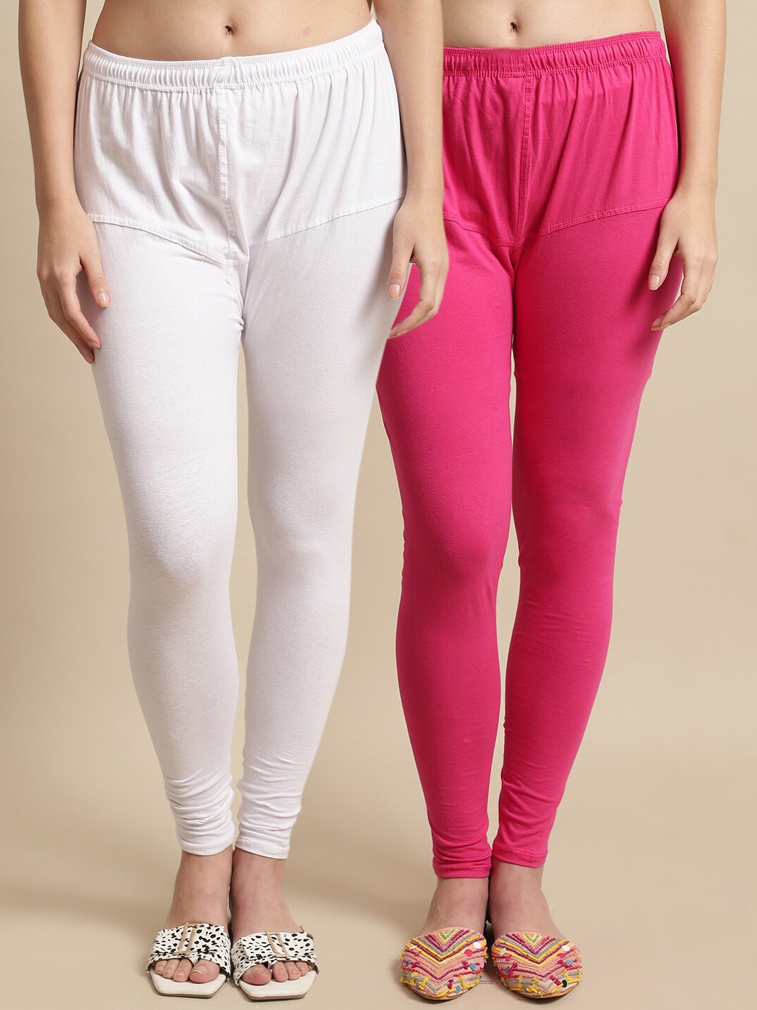 

KEX Pack Of 2 Churidar-Length Leggings, White