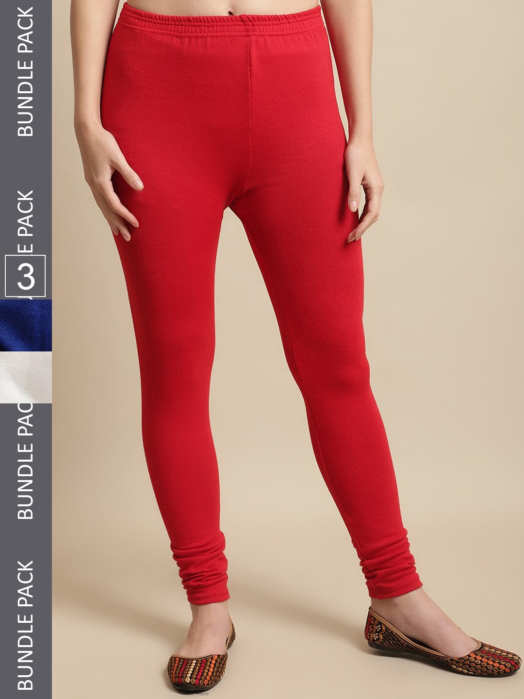 

KEX Pack Of 3 Ankle-Length Leggings, Red