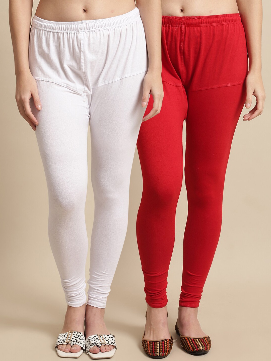 

KEX Pack Of 2 Churidar Length Leggings, Red