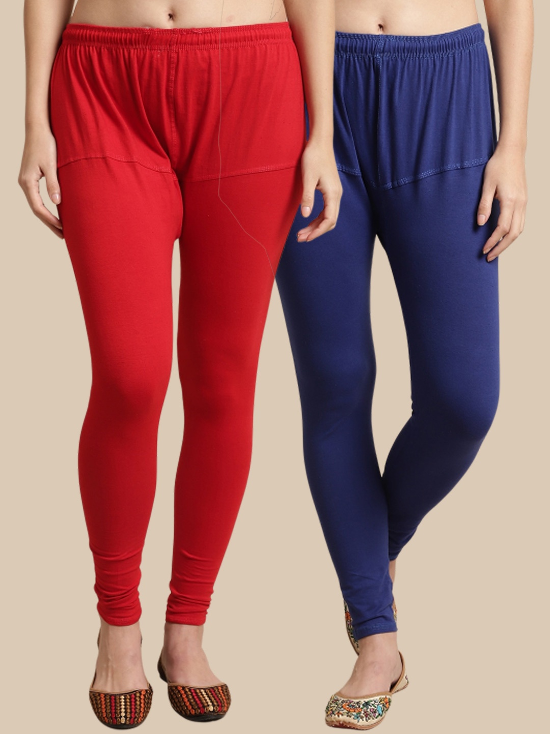

KEX Pack Of 2 Churidar-Length Leggings, Red