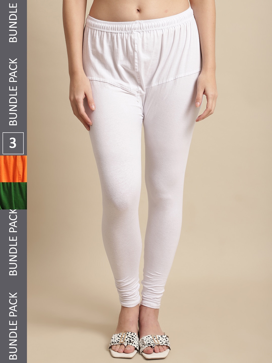 KEX Pack Of 3 Churidar-Length Leggings, Orange