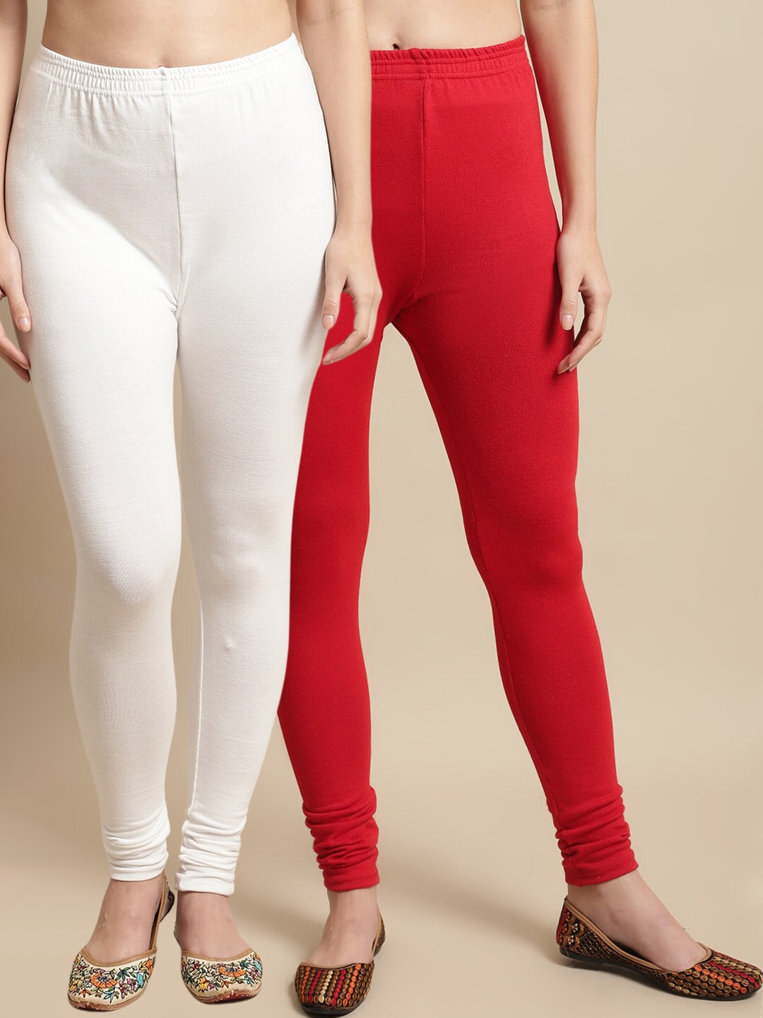 

KEX Pack Of 2 Churidar Length Leggings, Red