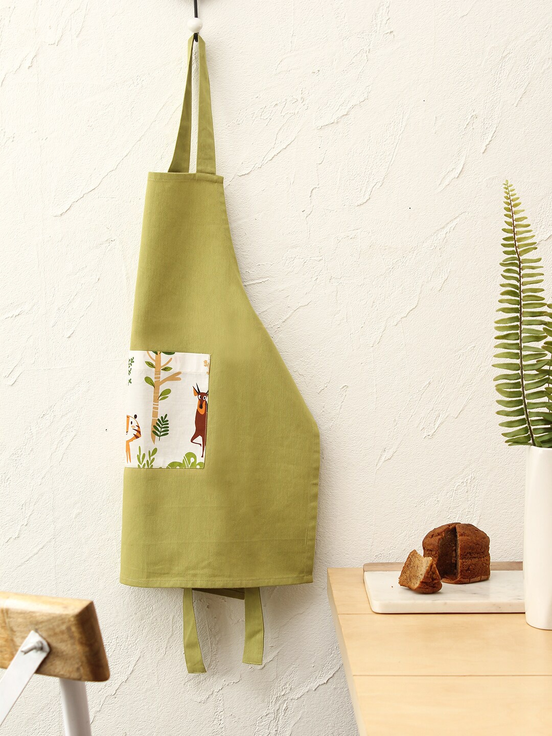 

House This Green & White Printed Cotton Apron