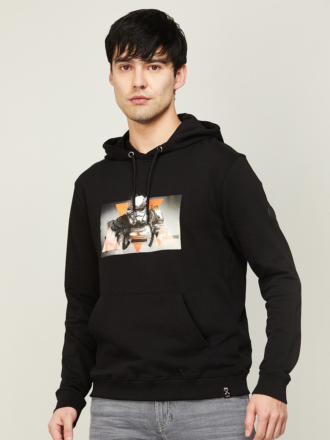 

Forca by Lifestyle Men Graphic Printed Hooded Cotton Sweatshirt, Black