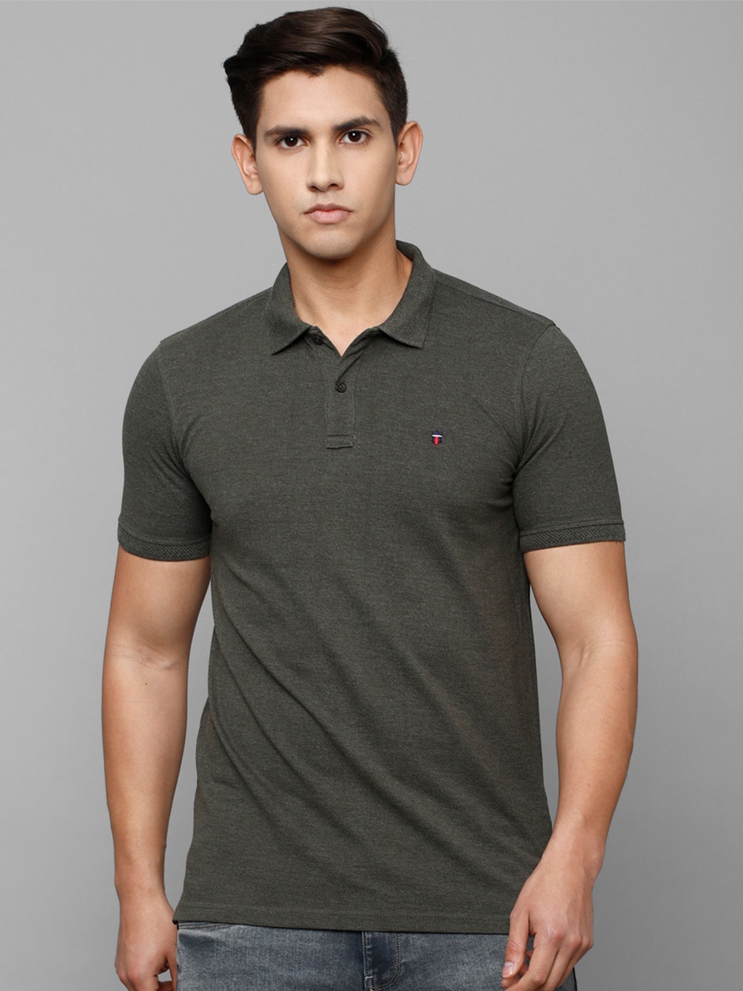 

Louis Philippe Sport Men Polo Collar Slim Fit Cotton T-shirt, Grey