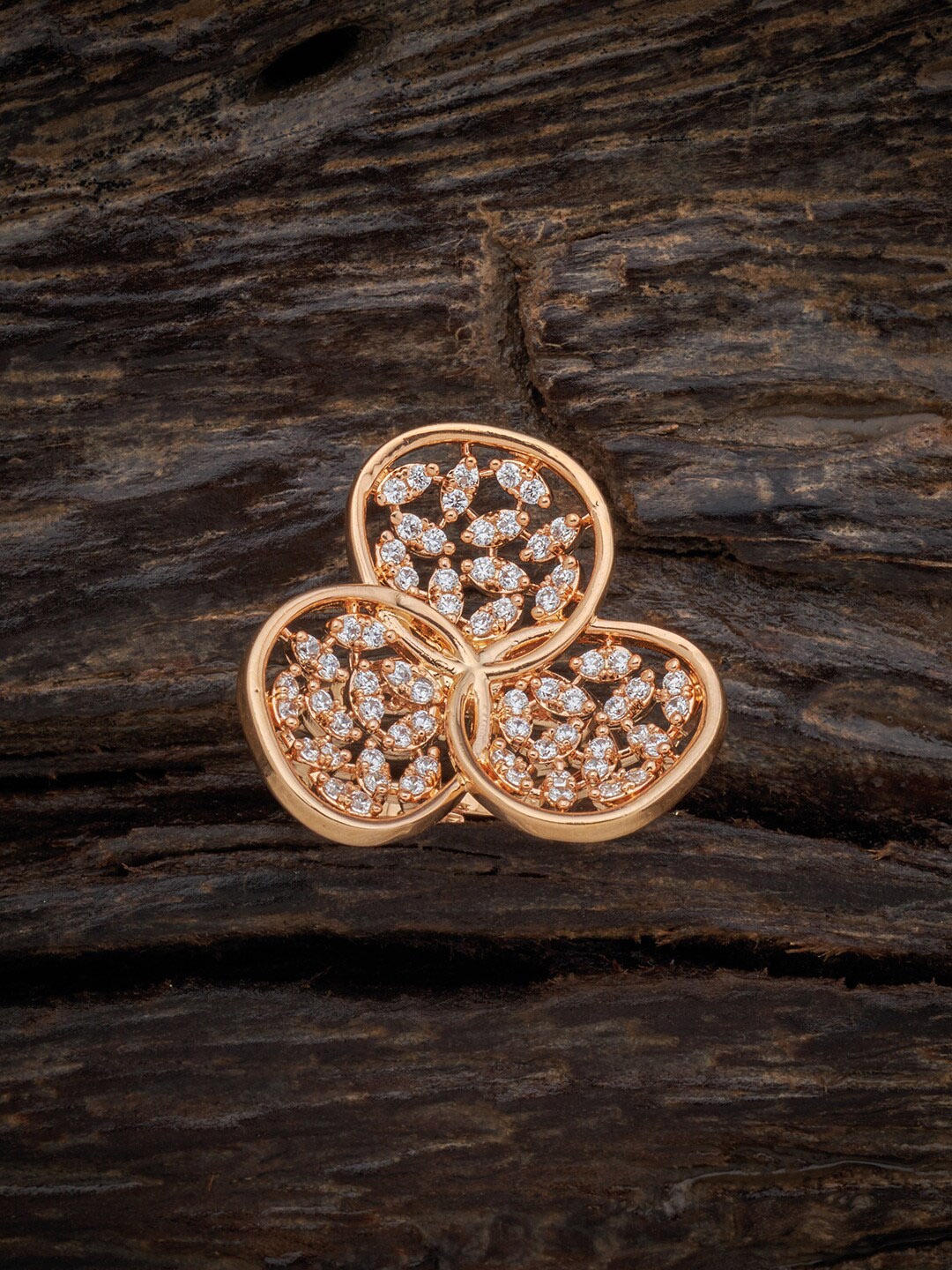 

Kushal's Fashion Jewellery Gold-Plated Cubic Zirconia Studded Adjustable Finger Ring