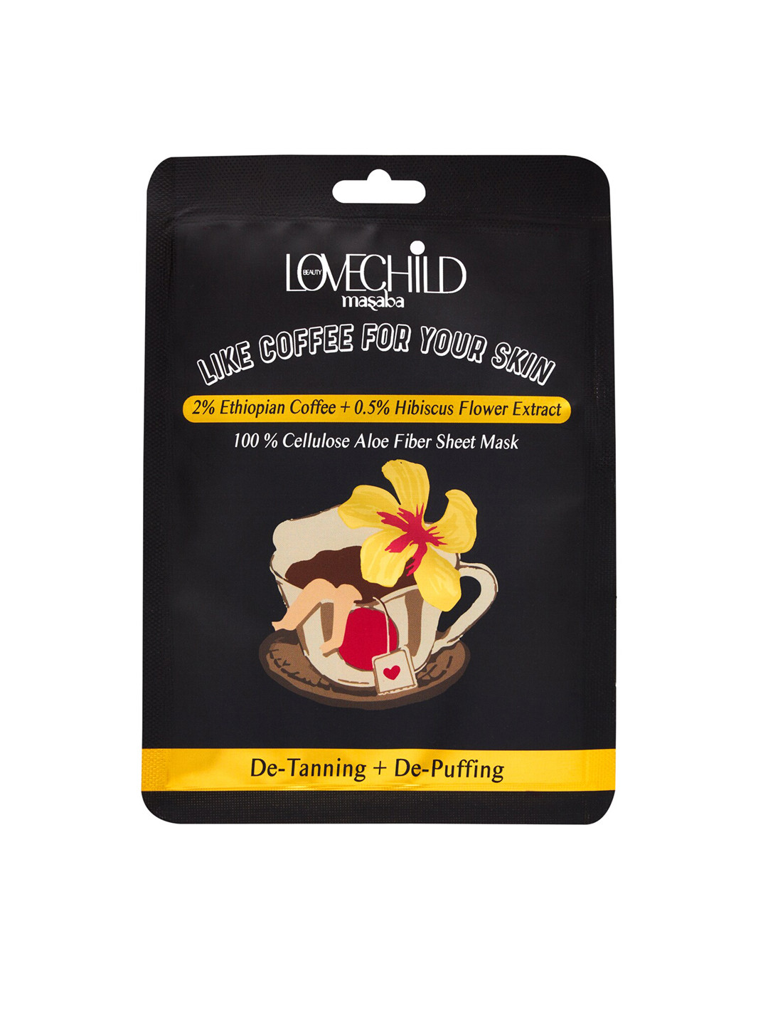 

Lovechild Masaba Like Coffee For Your Skin 100% Cellulose Aloe Fiber De-Tan Sheet Mask-20g, Black