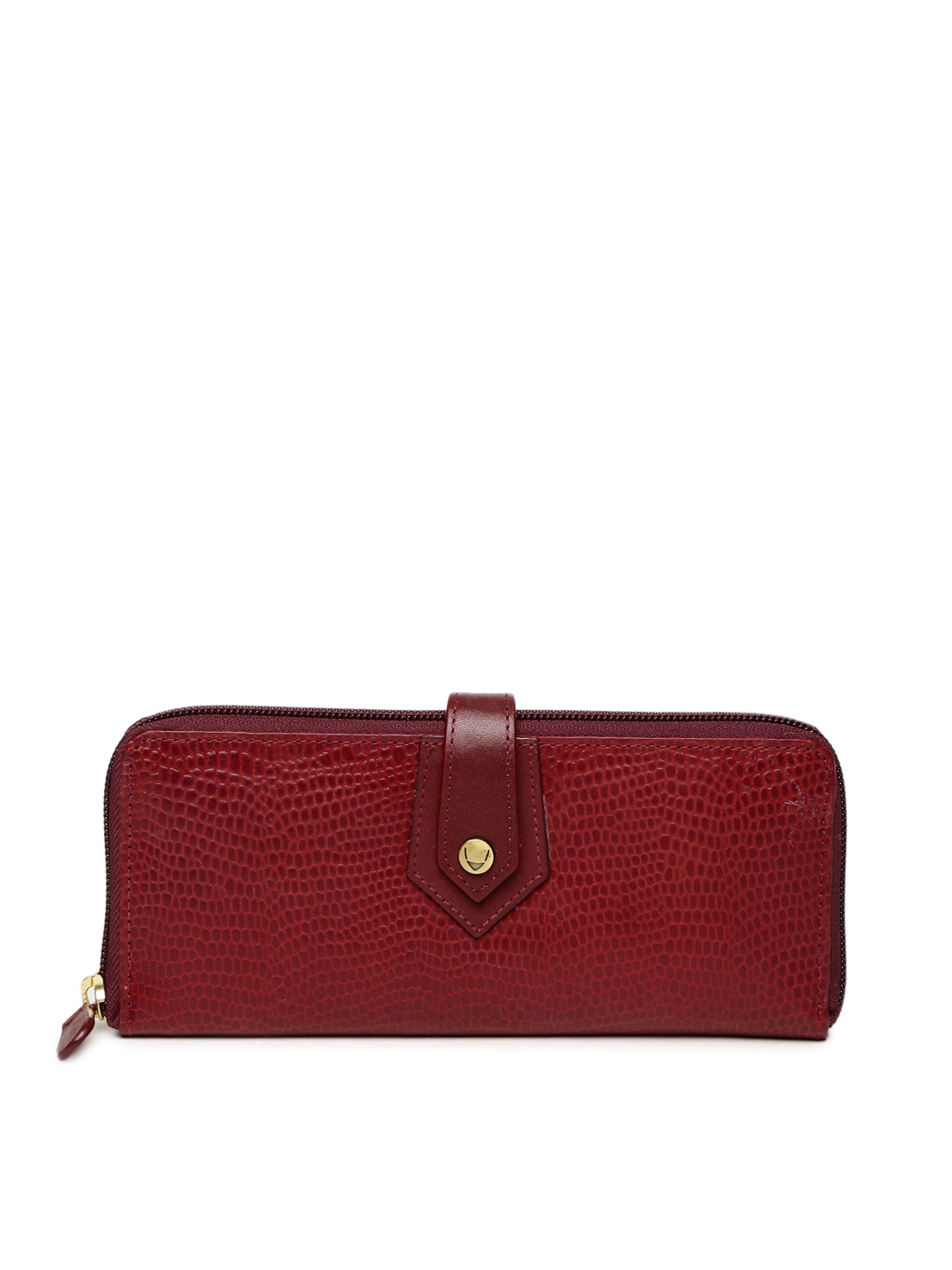 

Hidesign Women Maroon Textured Leather Zip Around Wallet