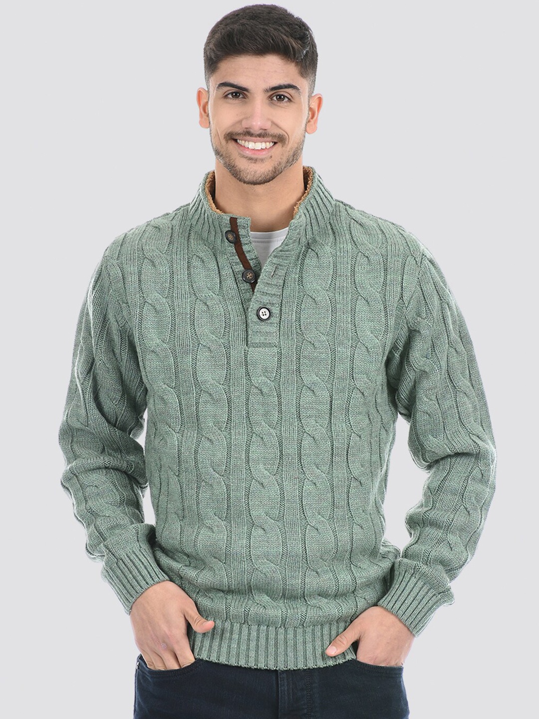 

LONDON FOG Men Cable Knit Acrylic Pullover, Green