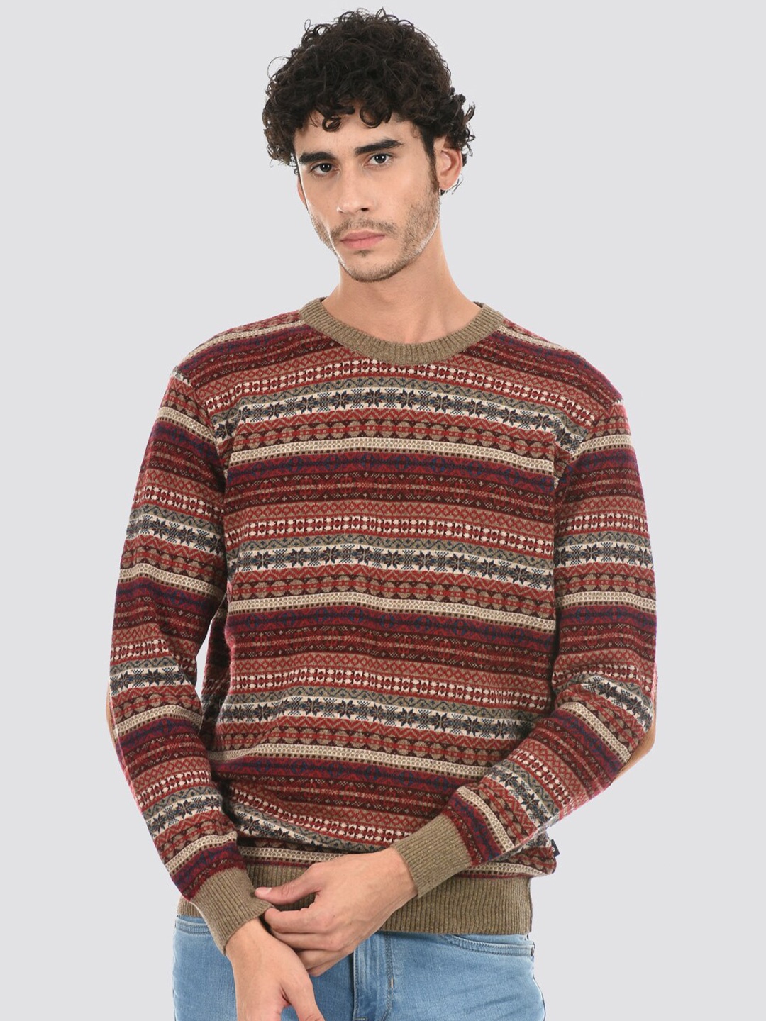 

LONDON FOG Men Printed Lambswool Pullover, Brown