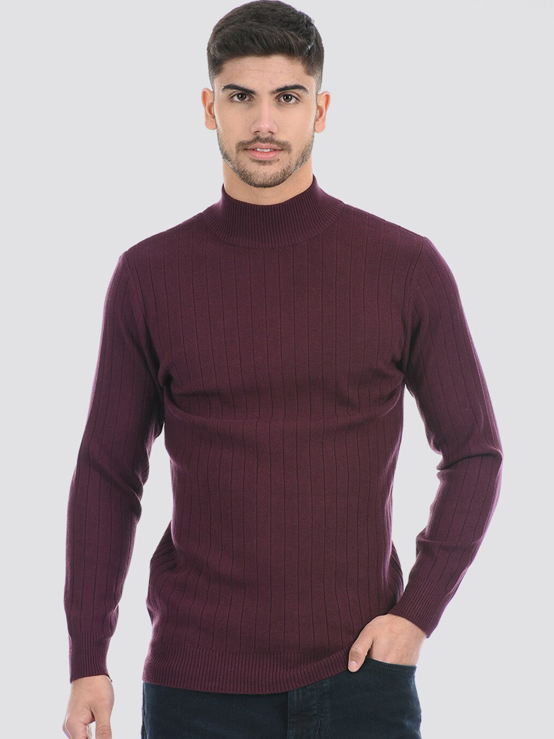

LONDON FOG Men Ribbed Acrylic Pullover, Purple