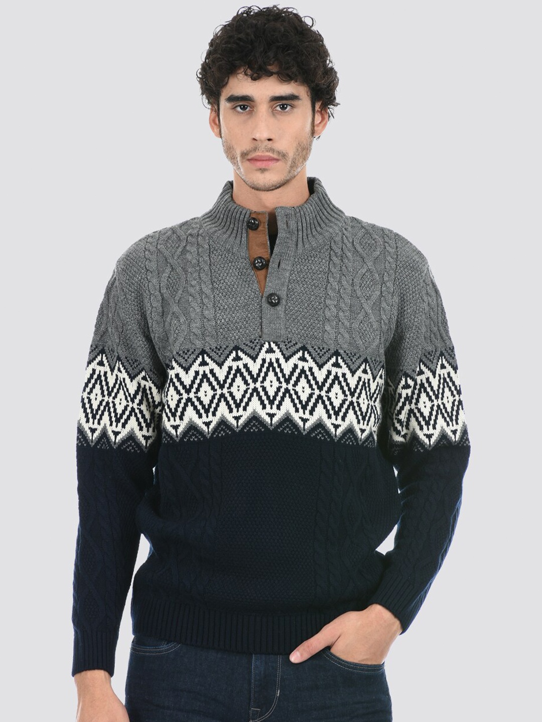 

LONDON FOG Men Cable Knit Acrylic Pullover, Navy blue