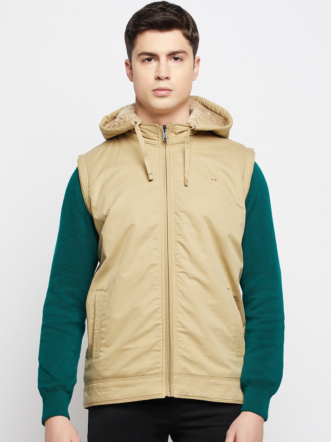 

Okane Men Hooded Cotton Bomber Jacket, Cream