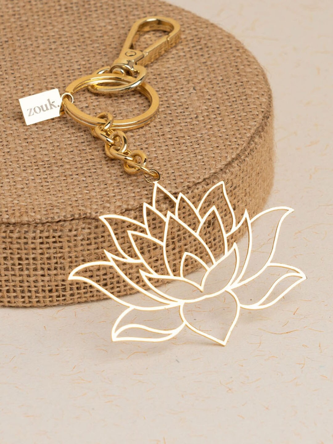 

ZOUK 24K Gold Plated Lotus Motif Bag Charm