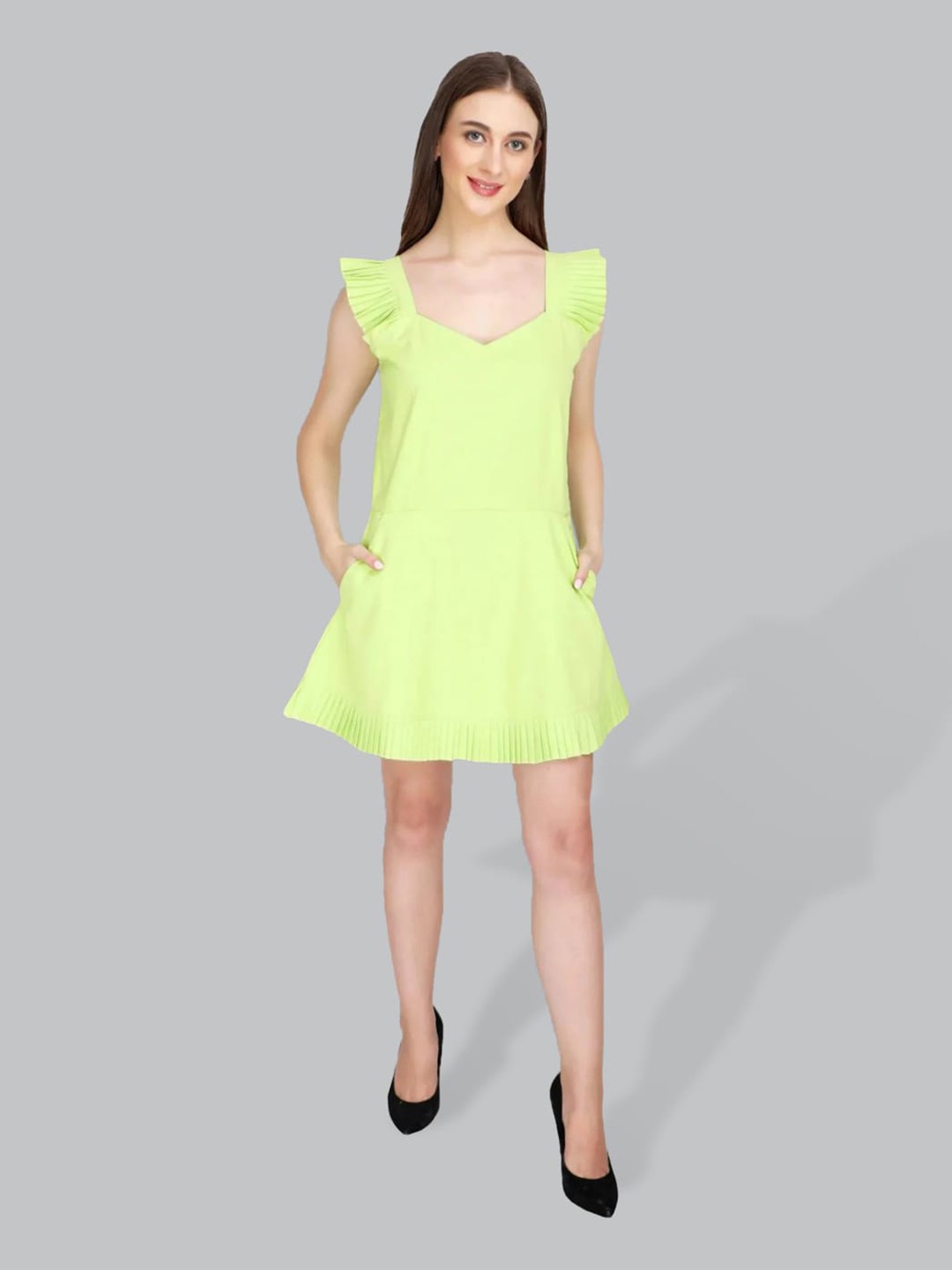 

CUFFS N LASHES Fluorescent A-Line Dress, Fluorescent green