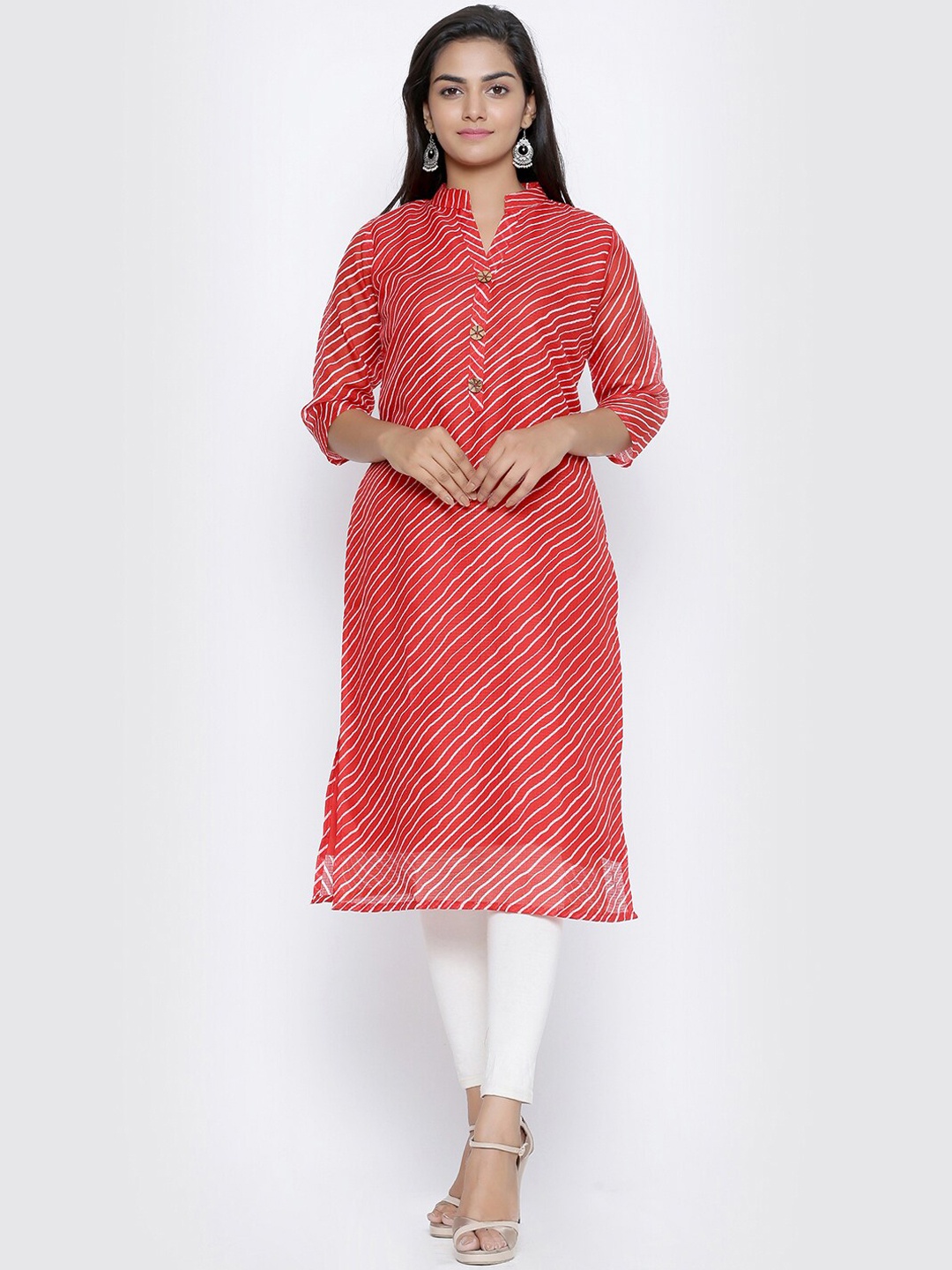 

SOUNDARYA Women Chevron Printed Kurta, Red