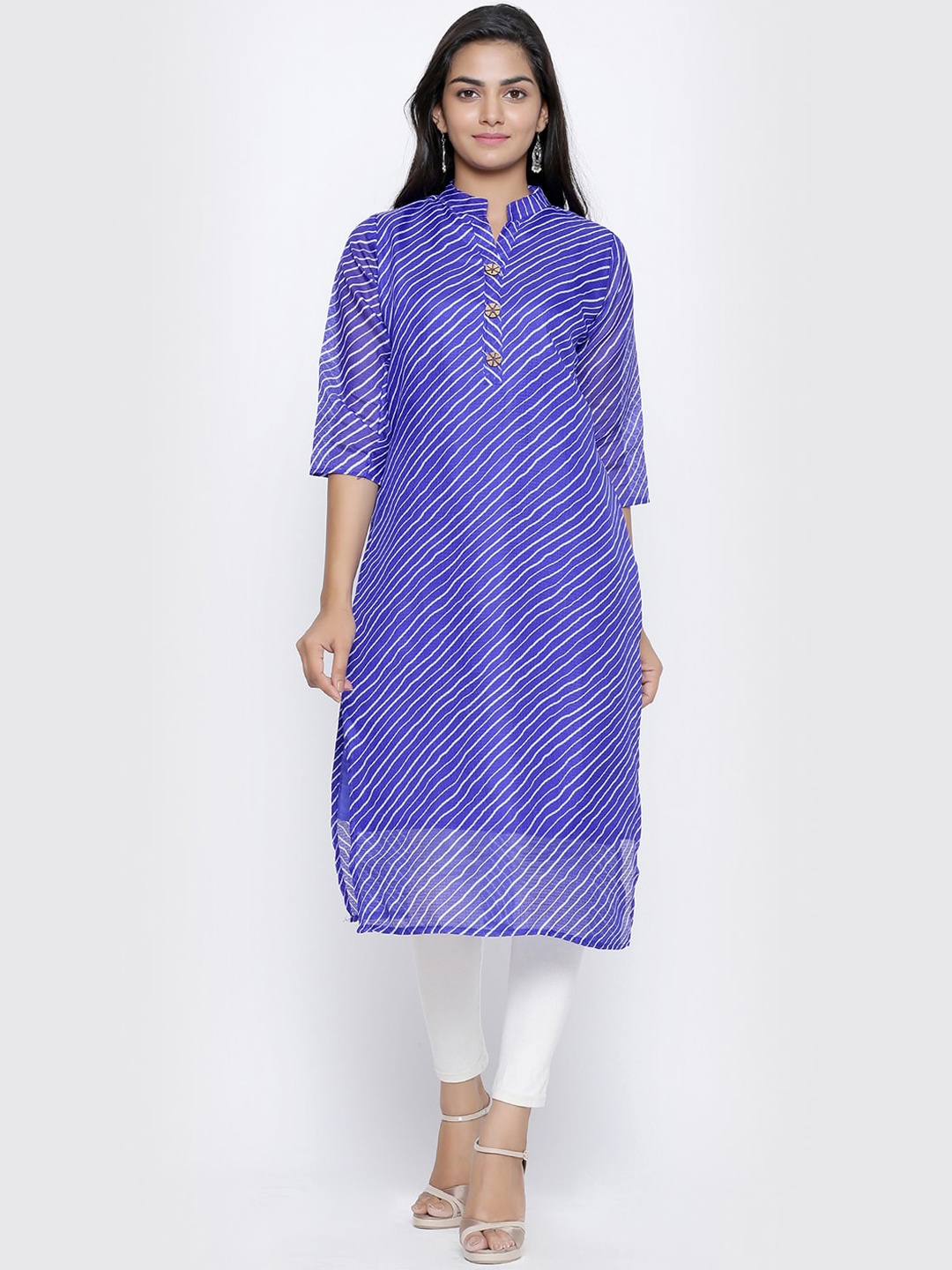 SOUNDARYA Women Leheriya Printed Kurta, Blue