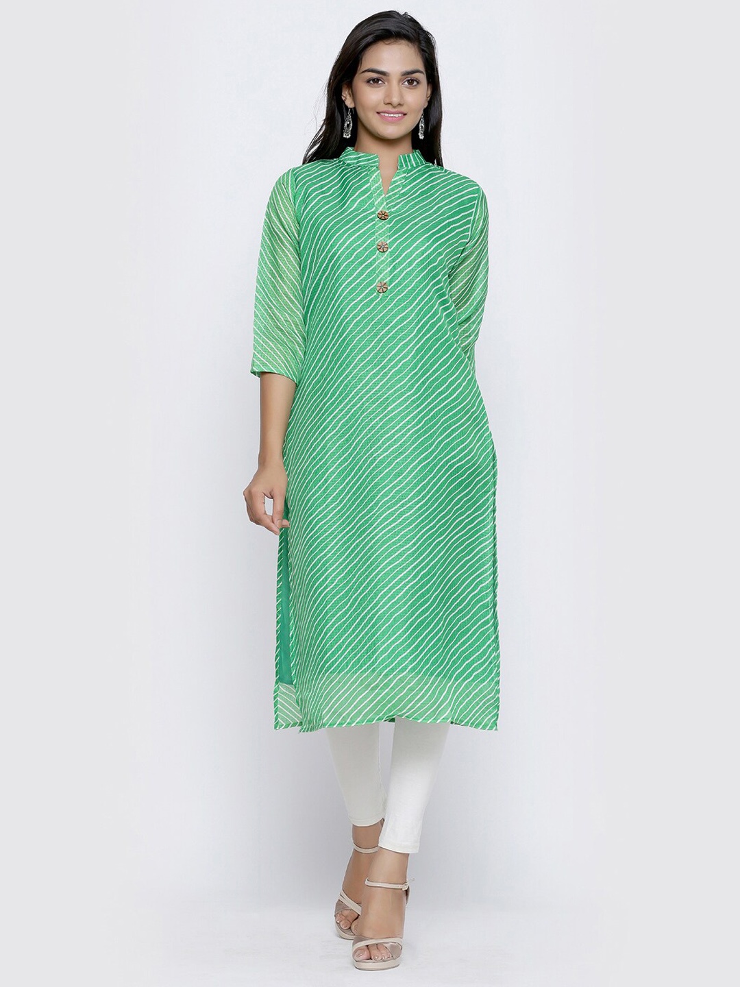 

SOUNDARYA Women Leheriya Printed Kurta, Green