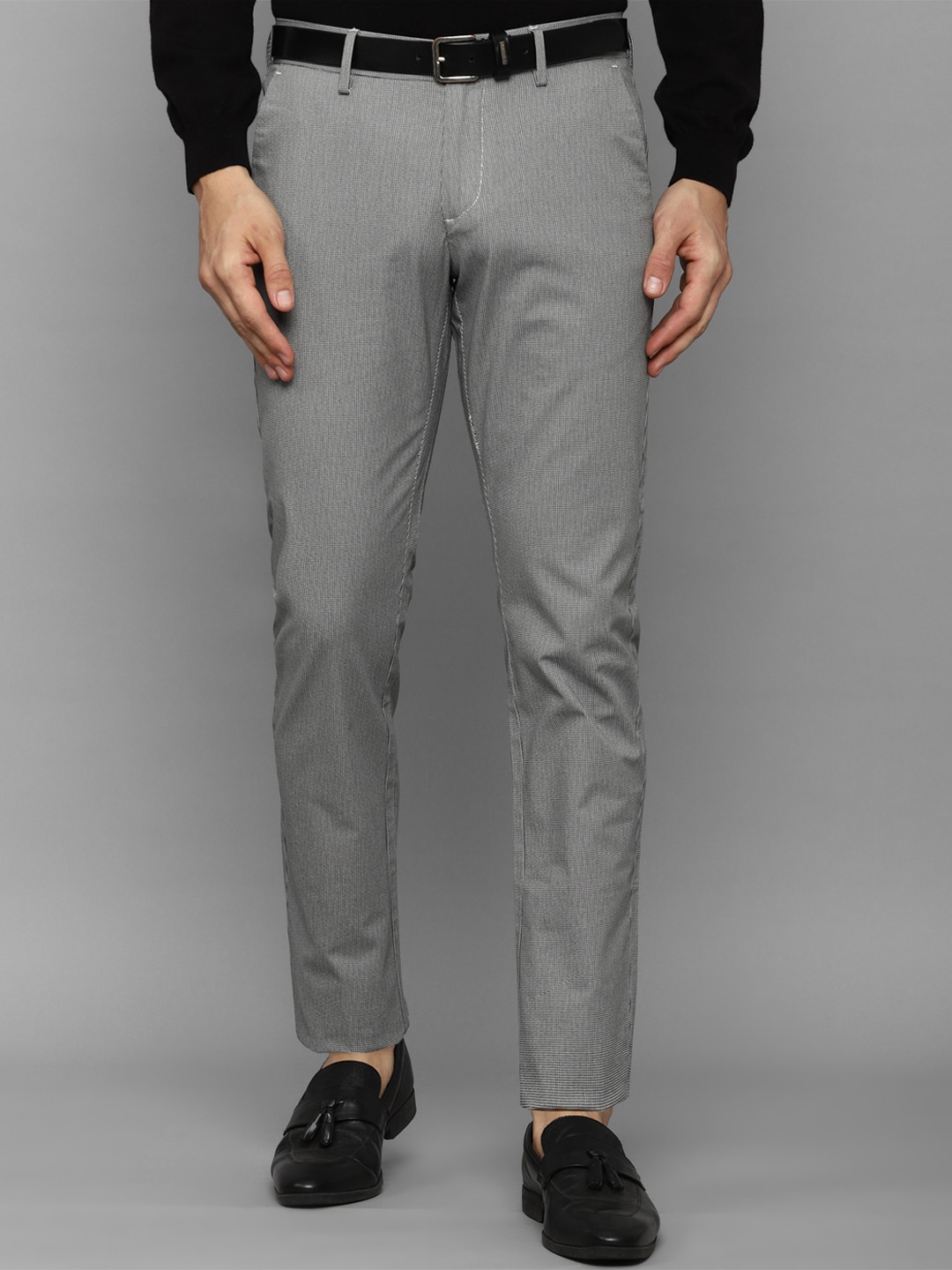 

Allen Solly Men Textured Slim Fit Formal Trousers, Grey