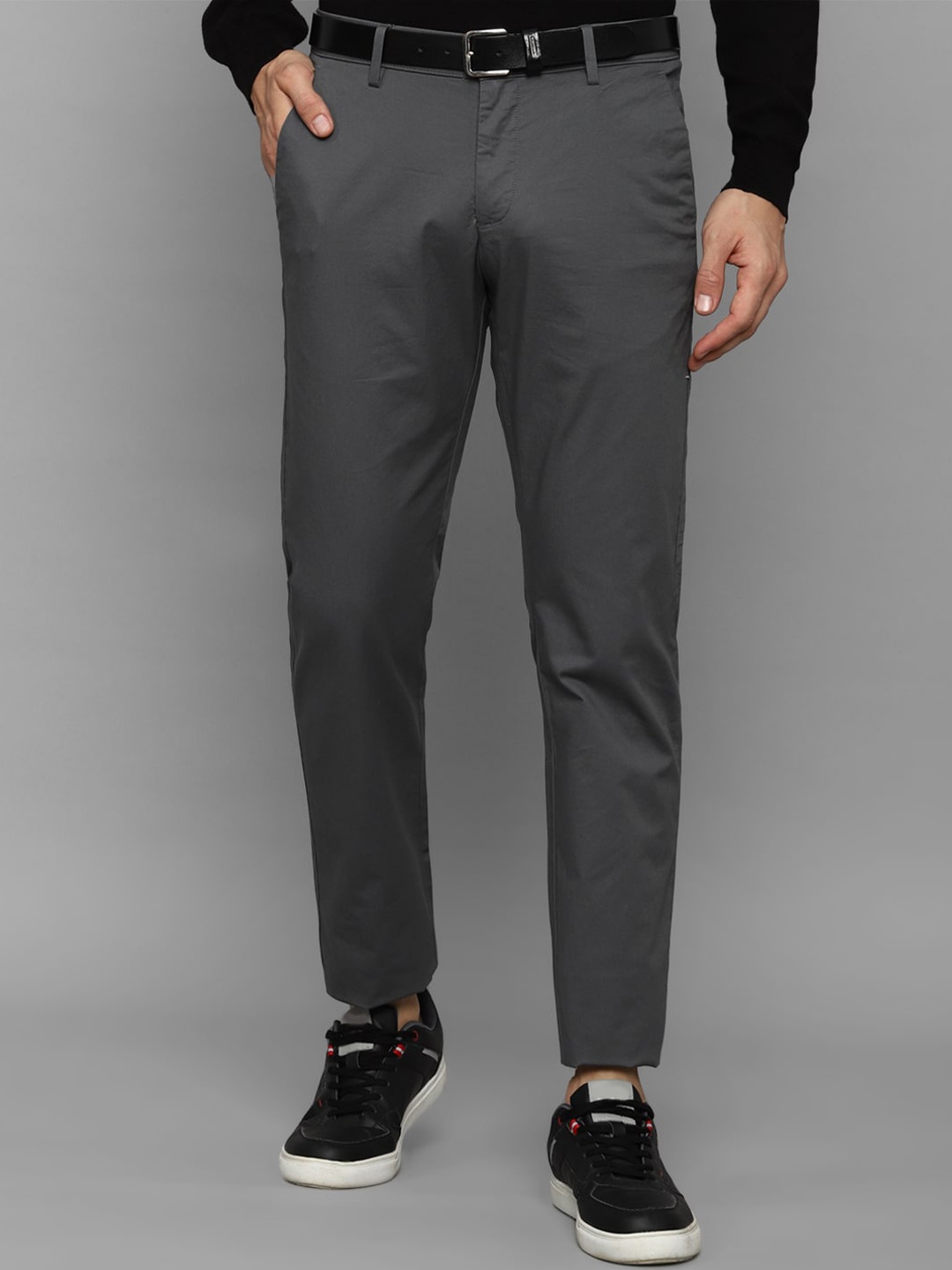

Allen Solly Men Mid Rise Slim Fit Trousers, Grey