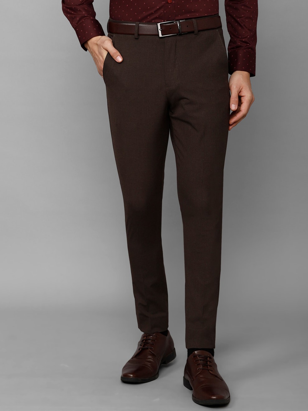 

Louis Philippe Men Mid-Rise Slim Fit Formal Trousers, Brown