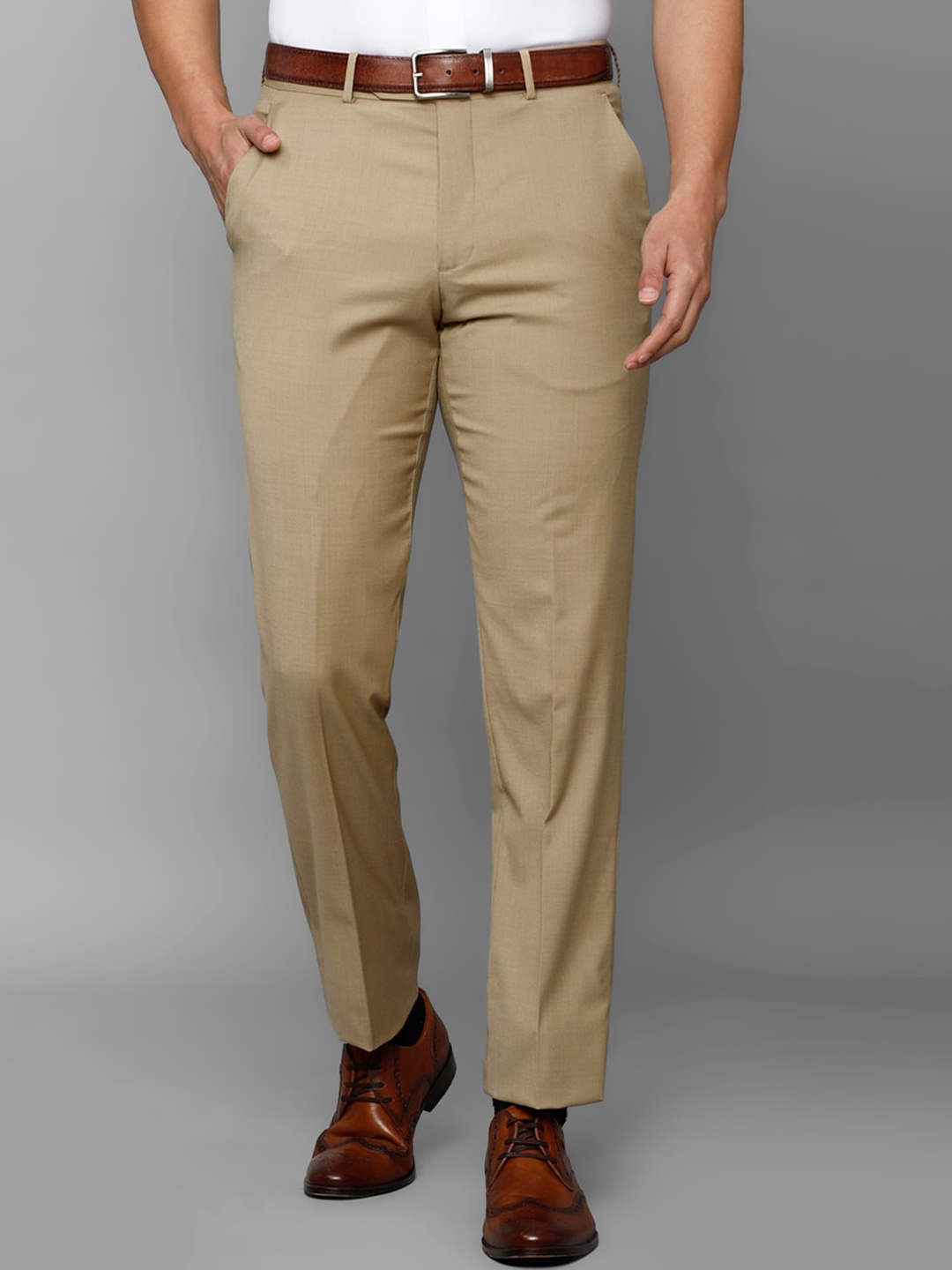 

Luxure by Louis Philippe Men Slim Fit Formal Trousers, Beige