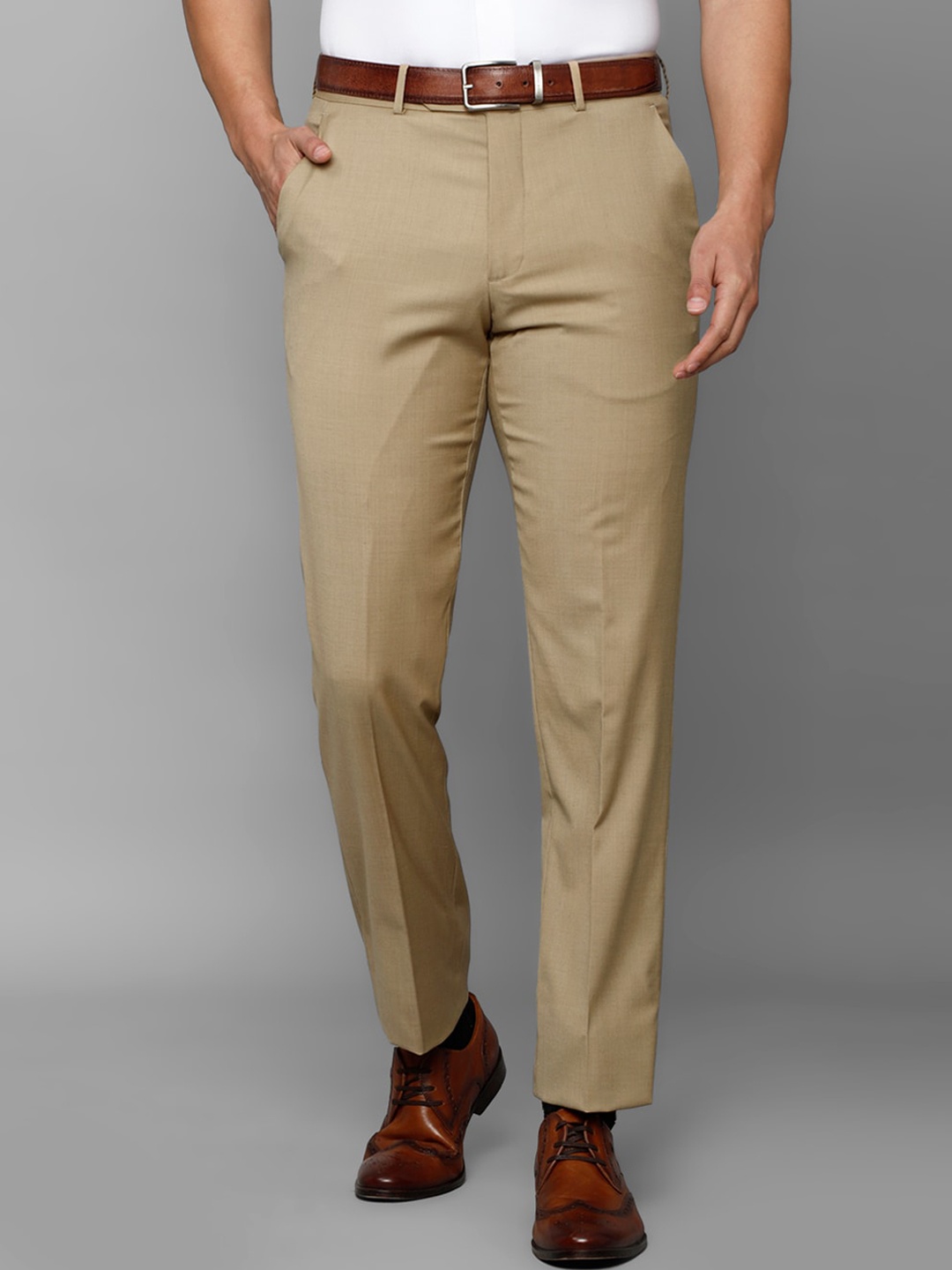 

Luxure by Louis Philippe Men Slim Fit Formal Trousers, Beige