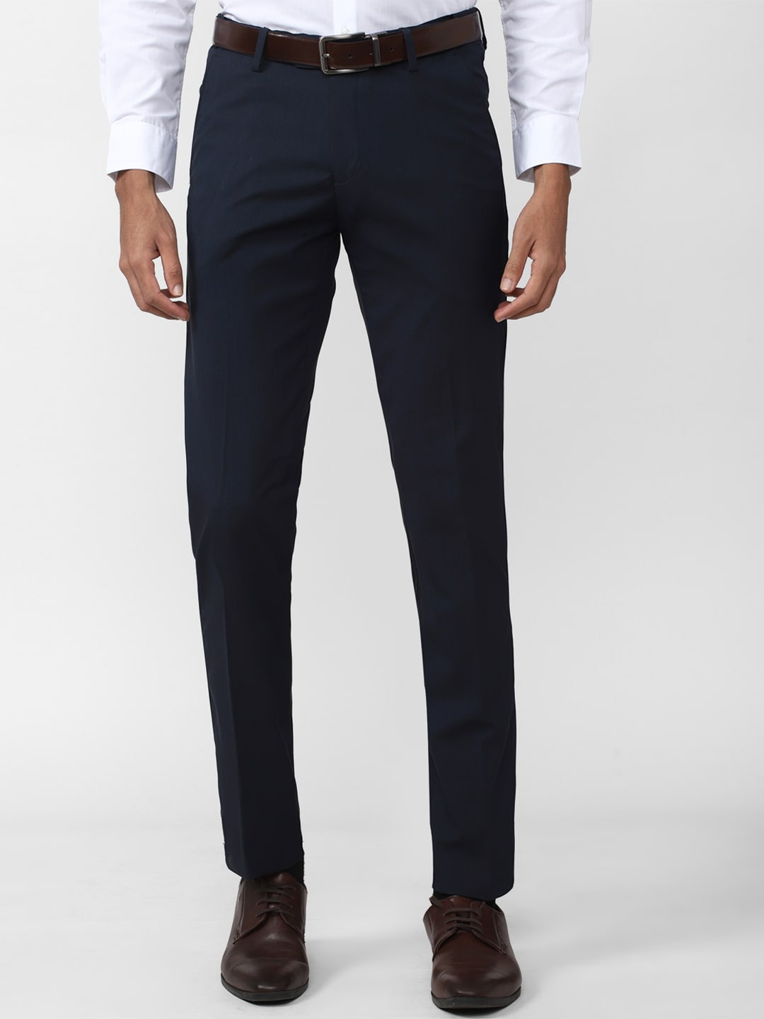 

Peter England Men Slim Fit Formal Trousers, Navy blue