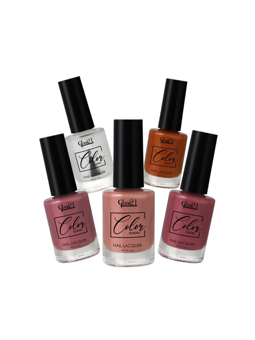 

GLAM21 Set of 5 Color School Long Lasting Nail Lacquer 11 ml Each - Combo 01, Nude