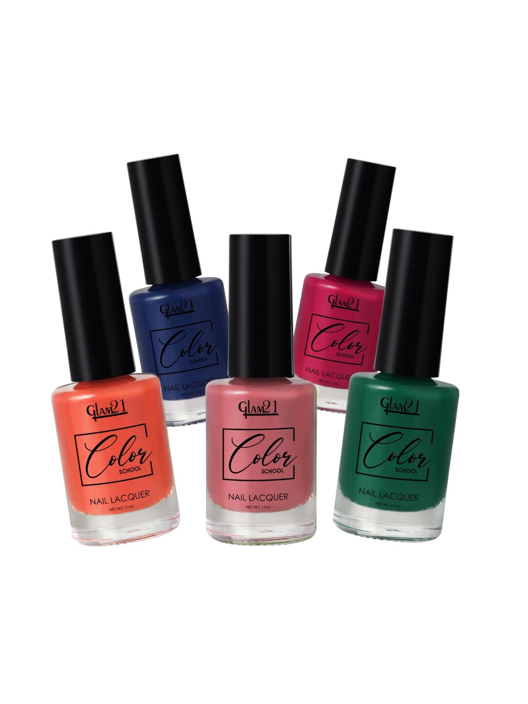 

GLAM21 Set of 5 Color School Long Lasting Nail Lacquer 11 ml Each - Combo 04, Orange