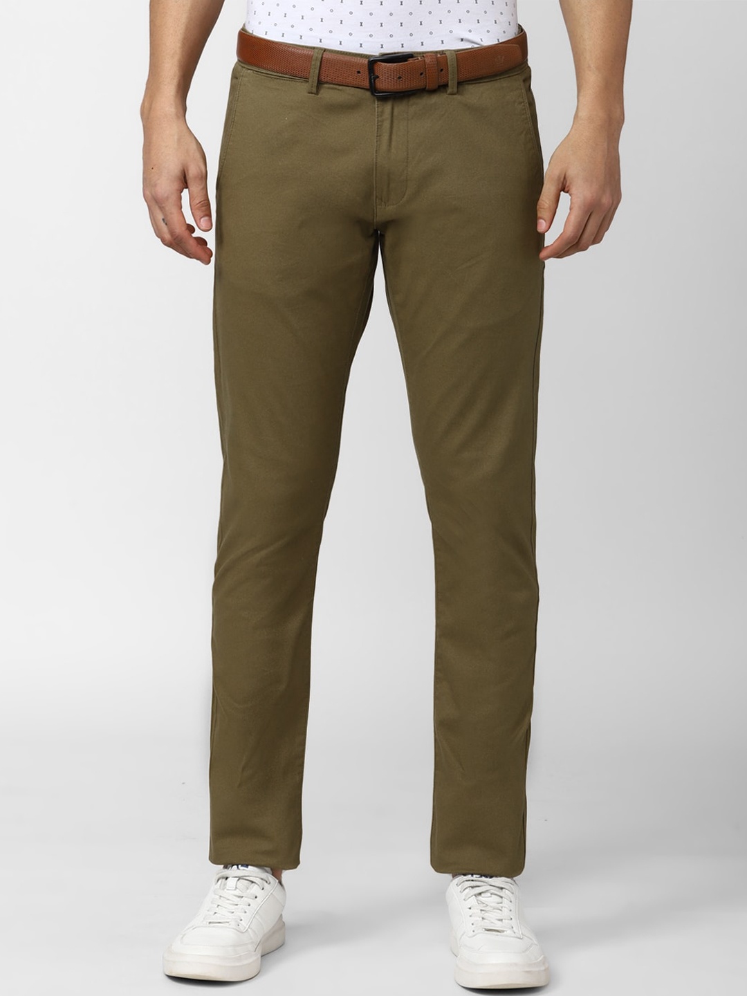 

Peter England Casuals Men Skinny Fit Trousers, Olive