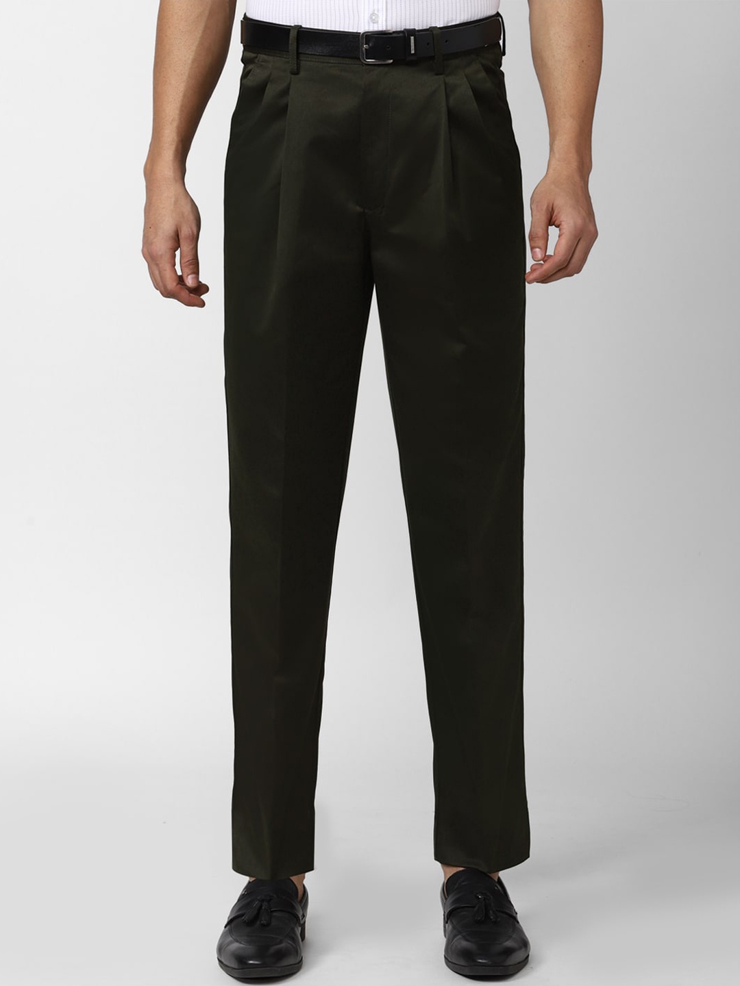 

Peter England Casuals Men Pleated Trousers, Grey