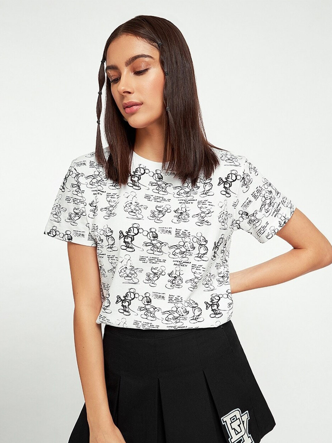 

Bewakoof Women Printed Cotton T-shirt, White