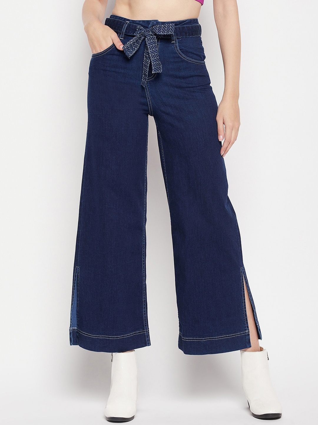 

Madame Women Wide Leg Jeans, Navy blue