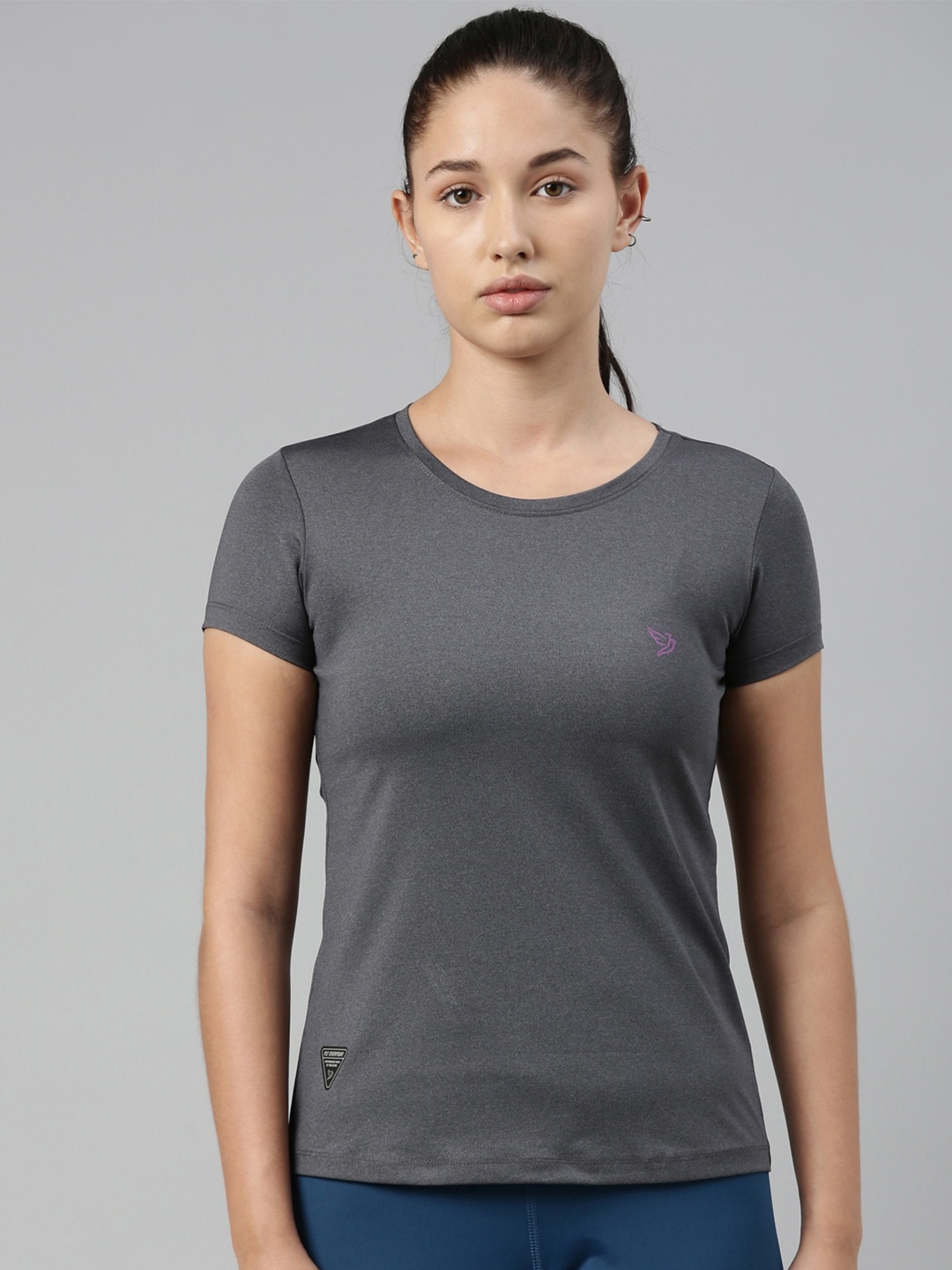 

TWIN BIRDS Women Short Sleeves Slim Fit T-shirt, Grey