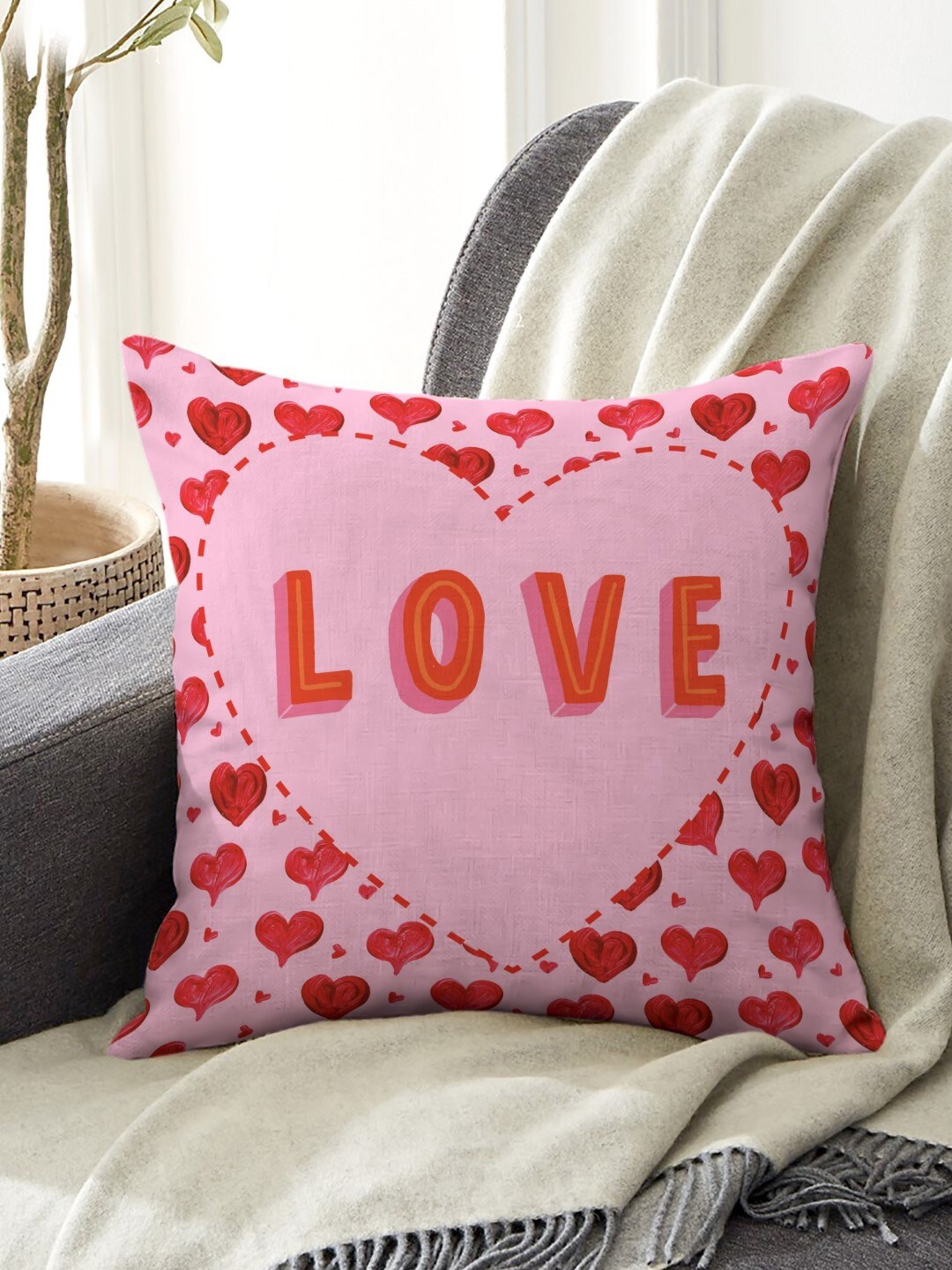 

Indigifts Pink Printed Pre-Filled Cushions